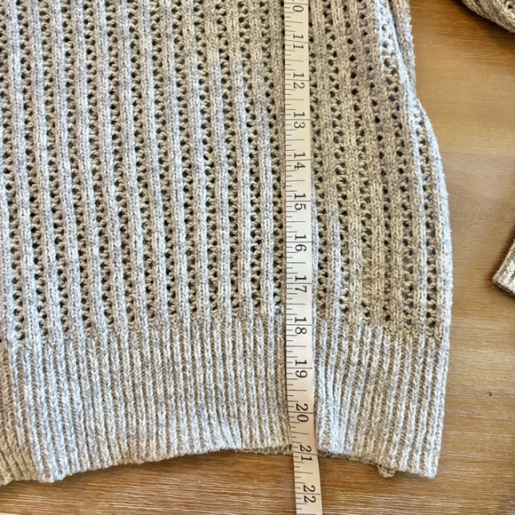 John + Jenn Gray Open Knit Ribbed Pullover Sweater, Small - Picture 4 of 8